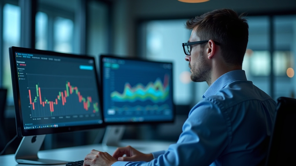 Statistiker oder Analyst arbeitet mit Konsumvertrauensdaten auf Bildschirm und Tablet, modernes Büro