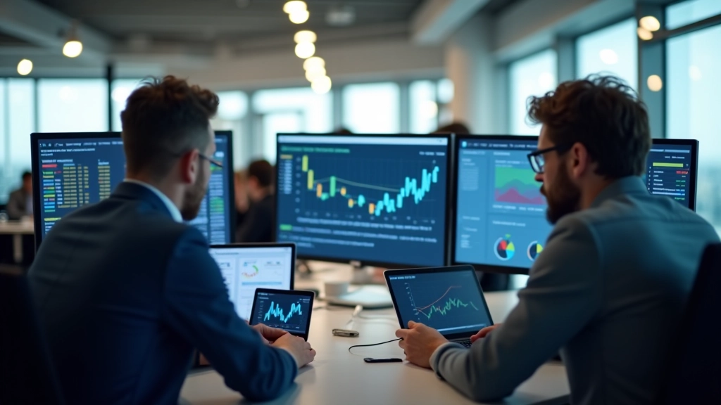 Büro für Einzelhandelsanalyse mit Datenvisualisierungen