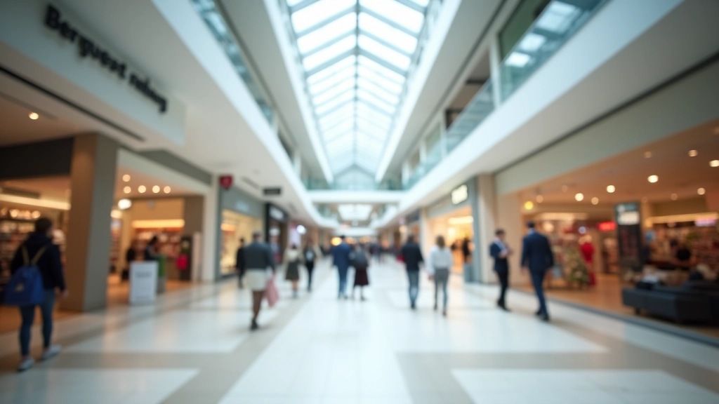 Modernes Einzelhandelszentrum mit Glasfassade und zeitgenössischer Architektur