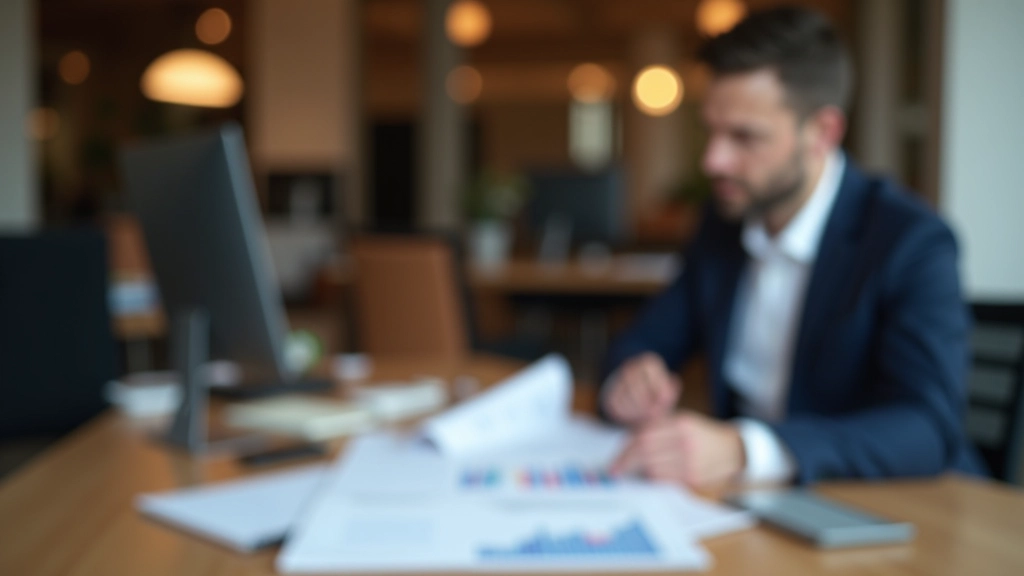 Person studiert wirtschaftliche Berichte und Verbraucherumfragen auf Papier und Computer