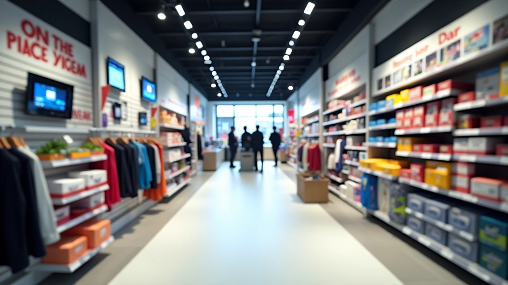 Verschiedene Konsumausgabenkategorien dargestellt: Lebensmittel, Kleidung, Elektronik, Möbel in einem Einzelhandelgeschäft